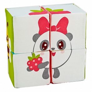 Набор из 4 мягких кубиков Собери Малышарика серия Малышарики, 8 см. (Мякиши, 401 МЯКИШИ)